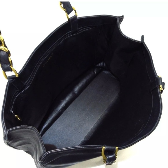 SOLD Chanel Vintage Black Large CC 24k plated gold chain tote - Picture 7 of 13